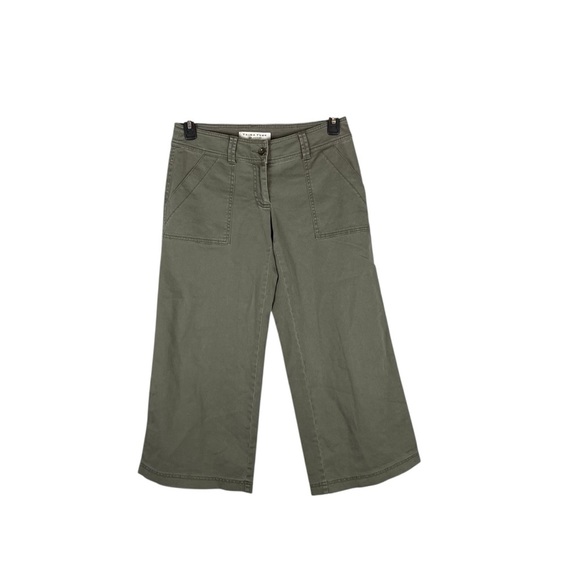 Trina Turk Los Angeles Olive Green Wide Leg Cropped Pants Size 2 - Picture 1 of 7